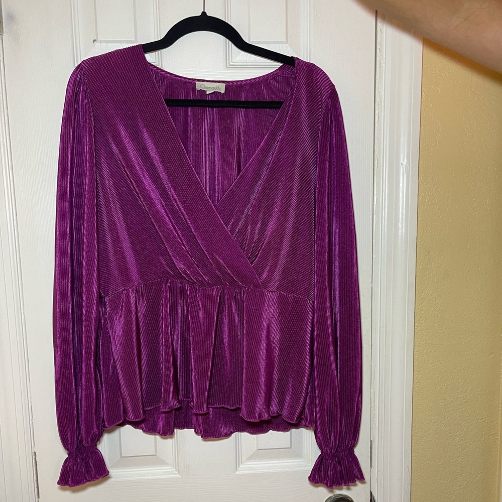 Chenault Purple Wrap Peplum Blouse